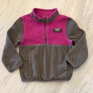 L.L. Bean Girls Fuchsia and Gray Fleece Pullover Jacket. Size 4T